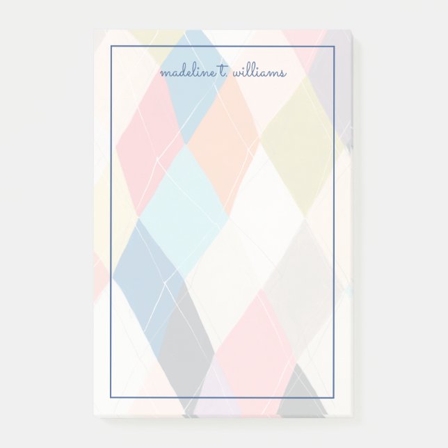 Notas Post-it® Harlequin Hopscotch - Patrón argyle (Anverso)