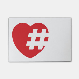 Notas Post-it® hashtag en un corazón