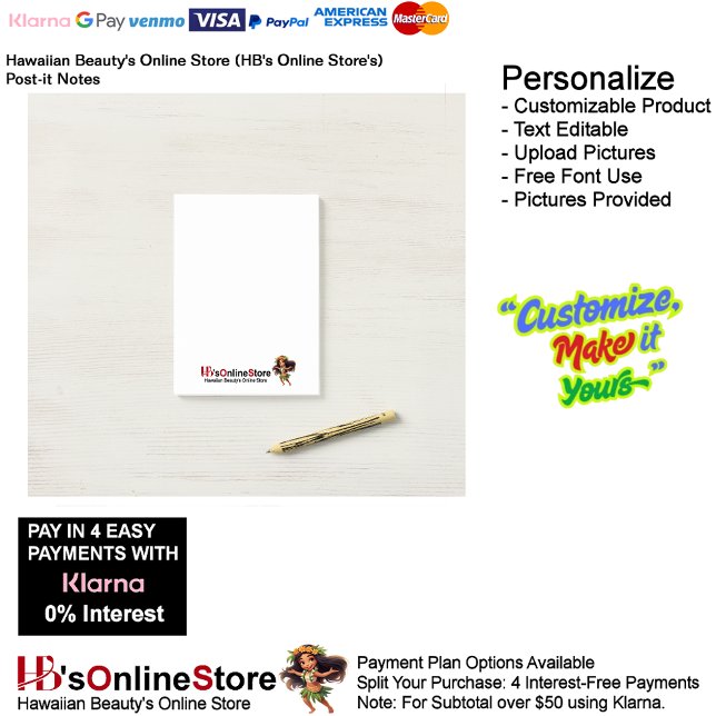 Notas Post-it® Hawaiian Beauty's Online Store (HB's Online Store) (Hawaiian Beauty's Online Store (HB's Online Store) Post-It Notes 2.)