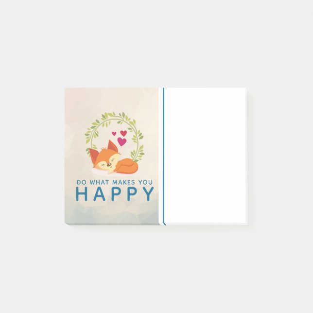 Notas Post-it® Haz lo que te hace feliz zorro dormido con el cora (Anverso)