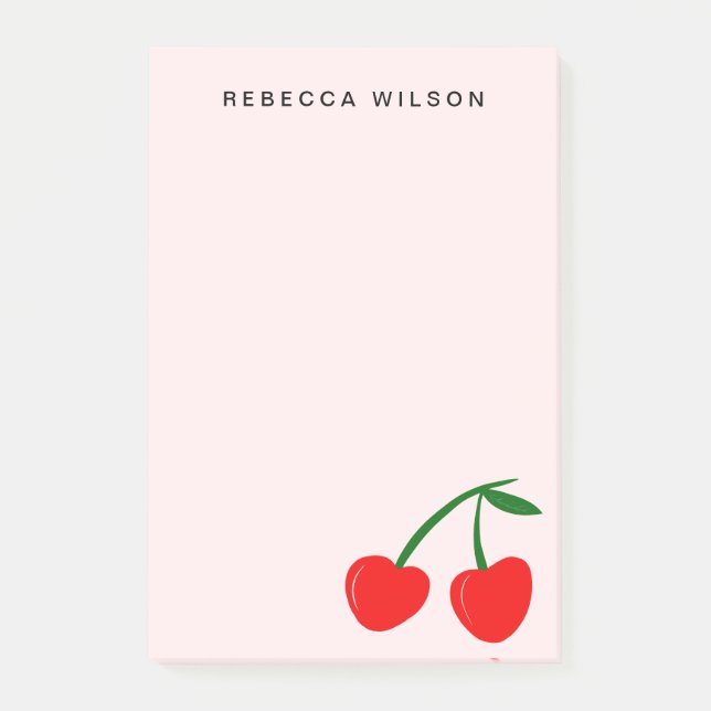 Notas Post-it® Heart Cherry Personalizado Valentine Pink (Anverso)