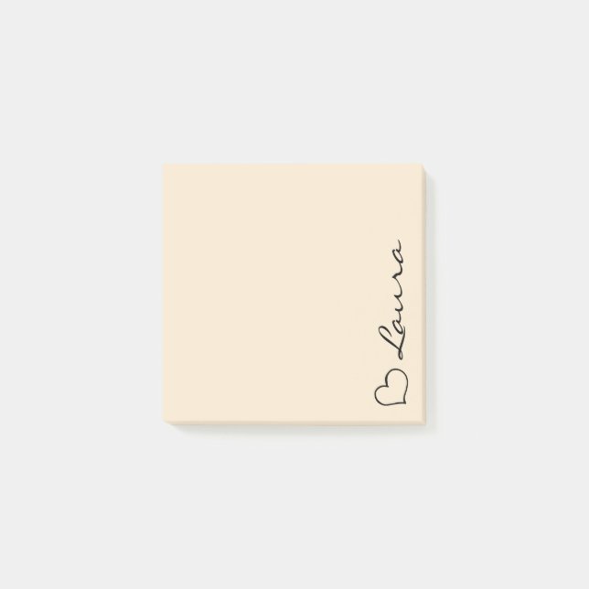 Notas Post-it® Heart Your Name Script Custom Gift Sticky Notes (Anverso)