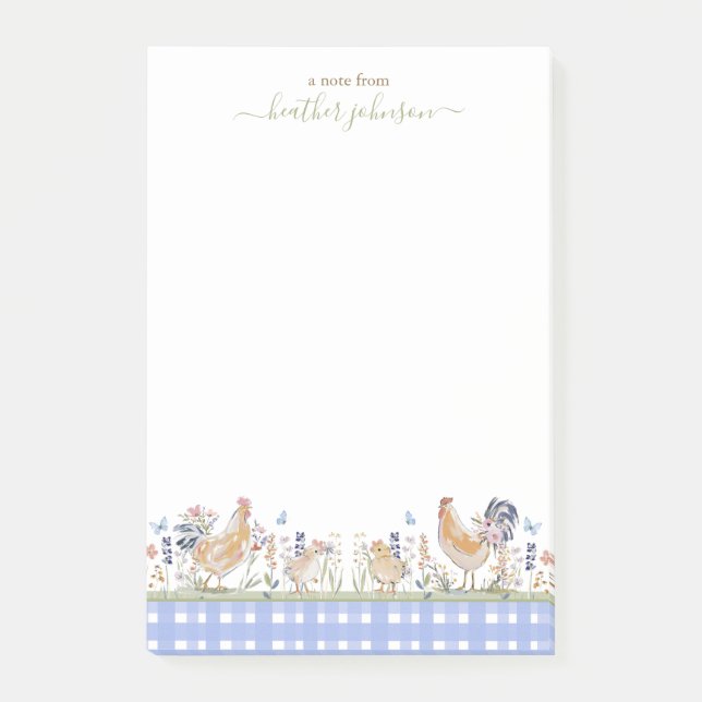 Notas Post-it® Hearthlight Notes Spring Soft Meadow Gingham (Anverso)