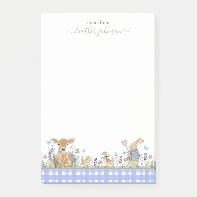 Notas Post-it® Hearthlight Notes Spring Soft Meadow Gingham (Anverso)
