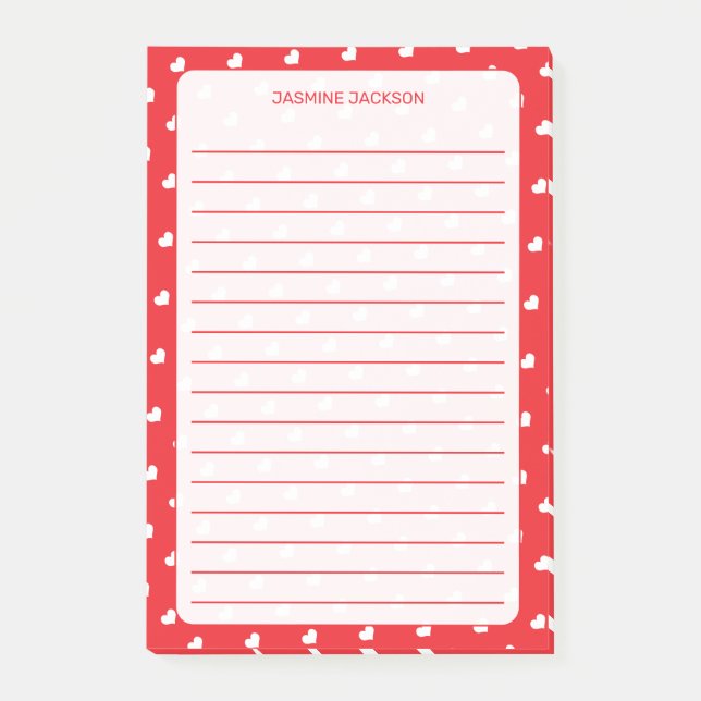 Notas Post-it® Hearts Happy Valentine’s Day Modern Love Pattern (Anverso)