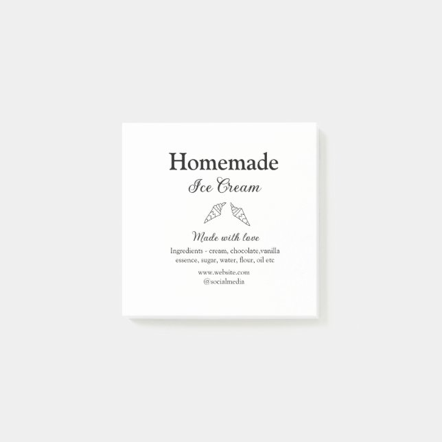 Notas Post-it® Helados caseros añaden ingredientes hechos con amo (Anverso)