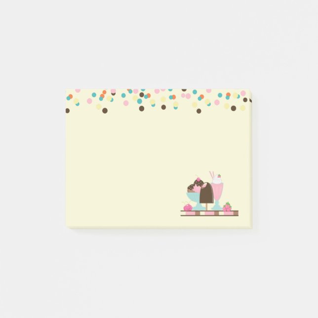 Notas Post-it® Helados Sundae y Confetti (Anverso)