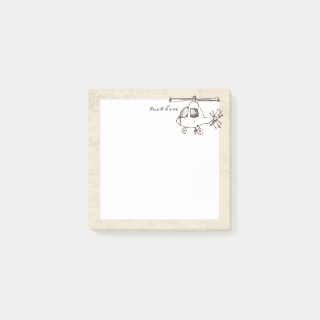 Notas Post-it® Helicóptero, estilo vintage (Anverso)