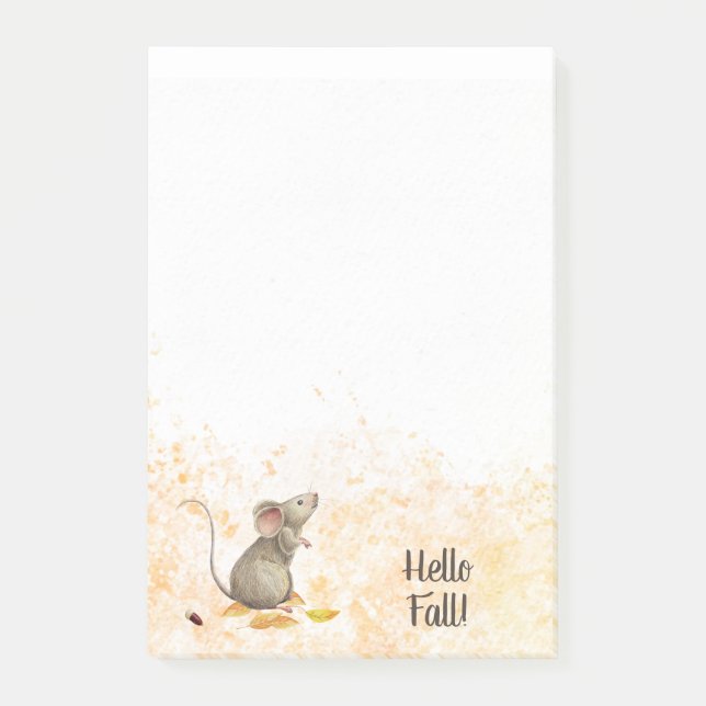 Notas Post-it® Hello Fall Woodland Mouse (Anverso)