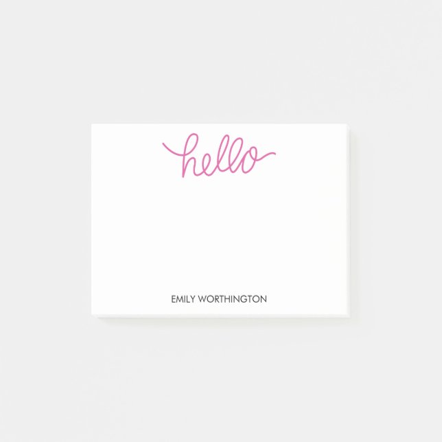 Notas Post-it® Hello Lettering Personalizado Post-it® Notes (Fuch (Anverso)