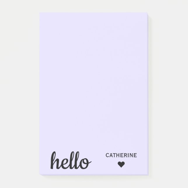 Notas Post-it® Hello Rubor Purple 4x6 personalizado" (Anverso)