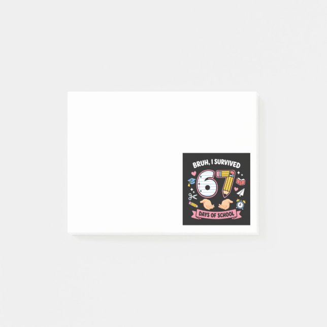 Notas Post-it® Hermano, sobreviví 67 días de escuela (Anverso)