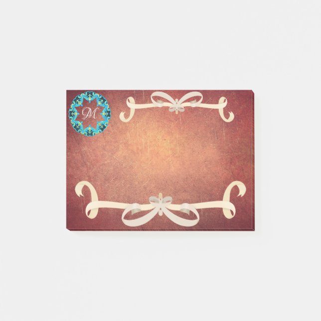 Notas Post-it® Hermosa corbata victoriana con monograma (Anverso)