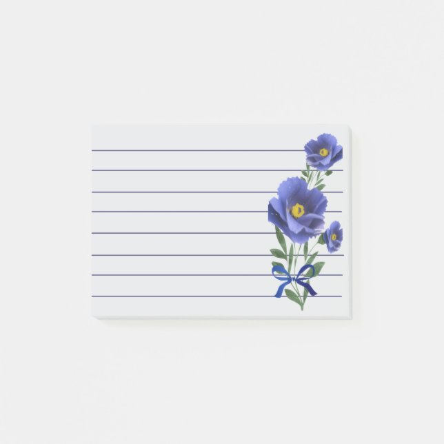 Notas Post-it® Hermosa Flor Azul (Anverso)