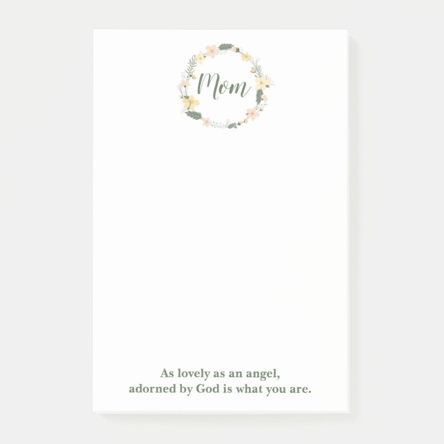 Notas Post-it® Hermosa Floral Wreath Mom (Anverso)