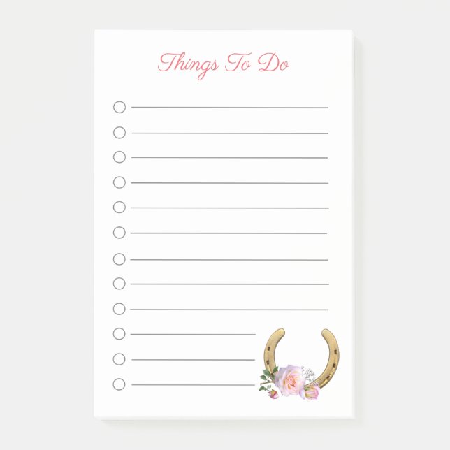 Notas Post-it® Hermosa herradura con flores cosas que hacer (Anverso)