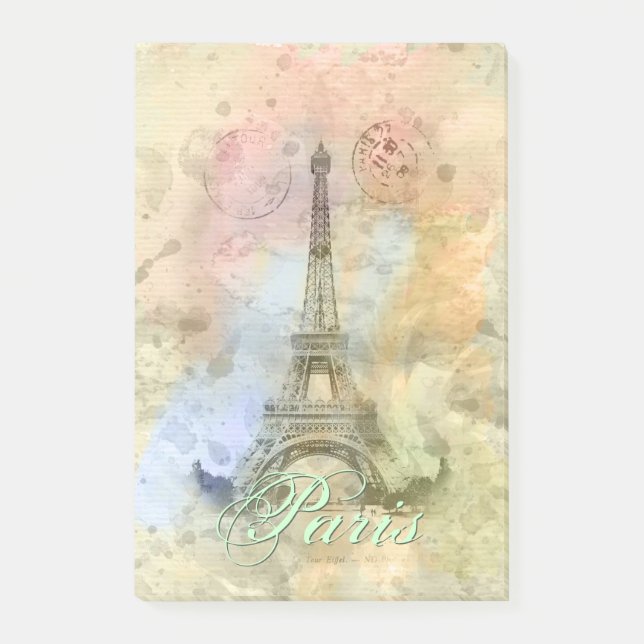 Notas Post-it® Hermosa y moderna jovencita Torre Eiffel Francia (Anverso)