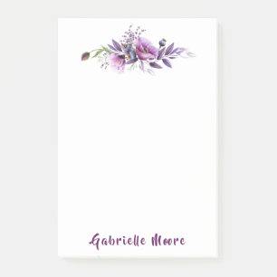Notas Post-it® Hermosas amapolas moradas con nombre inscrito