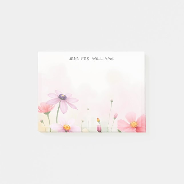 Notas Post-it® Hermosas flores silvestres acuarela prado (Anverso)