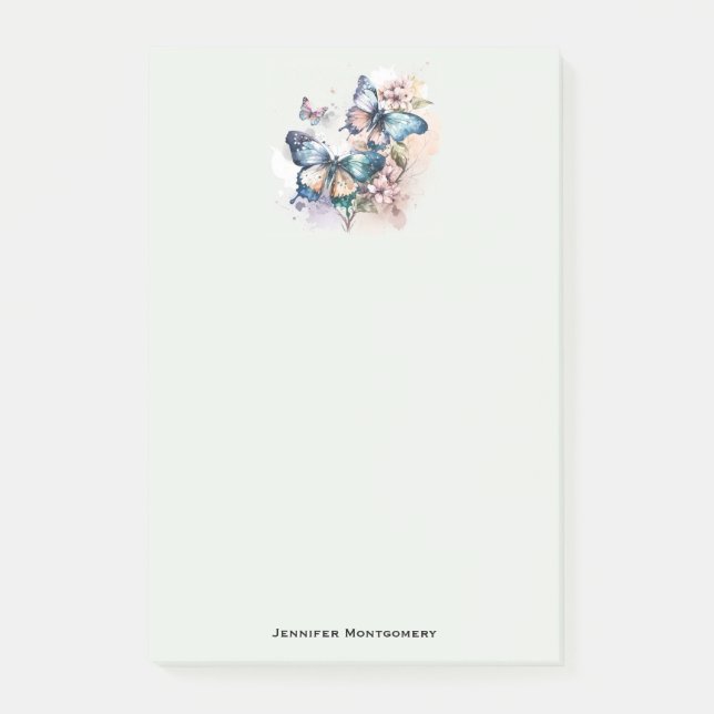 Notas Post-it® Hermosas mariposas y flores (Anverso)