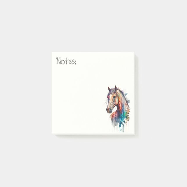 Notas Post-it® Hermoso Caballo acuarela (Anverso)