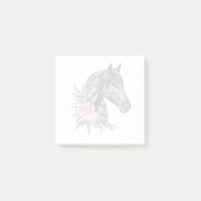 Notas Post-it® Hermoso retrato de cabeza de caballo negro (Anverso)