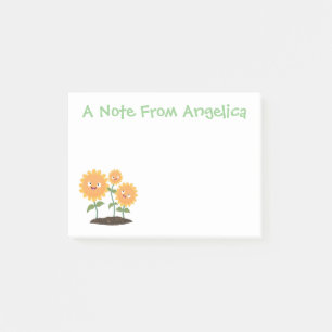 Notas Post-it® Hermosos girasoles alegres sonrientes ilustracion 
