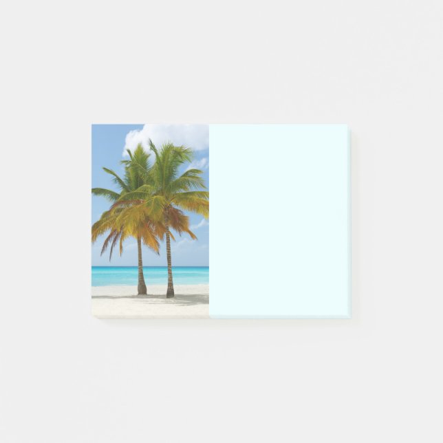 Notas Post-it® Hermosos palmeros en una playa tropical (Anverso)