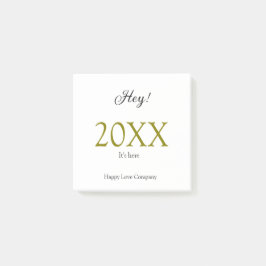 Notas Post-it® Hey it's new year add year gold black simple. Mini