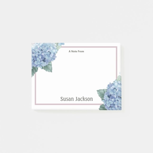 Notas Post-it® Hidrangea floral Rosa y Azul personalizada  (Anverso)