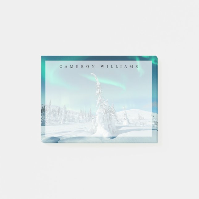 Notas Post-it® Hielo y nieve | Luces boreales, Laponia, Finlandia (Anverso)