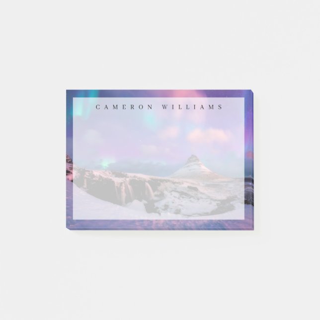 Notas Post-it® Hielo y nieve | Luces boreales, Montaña Kirkjufall (Anverso)