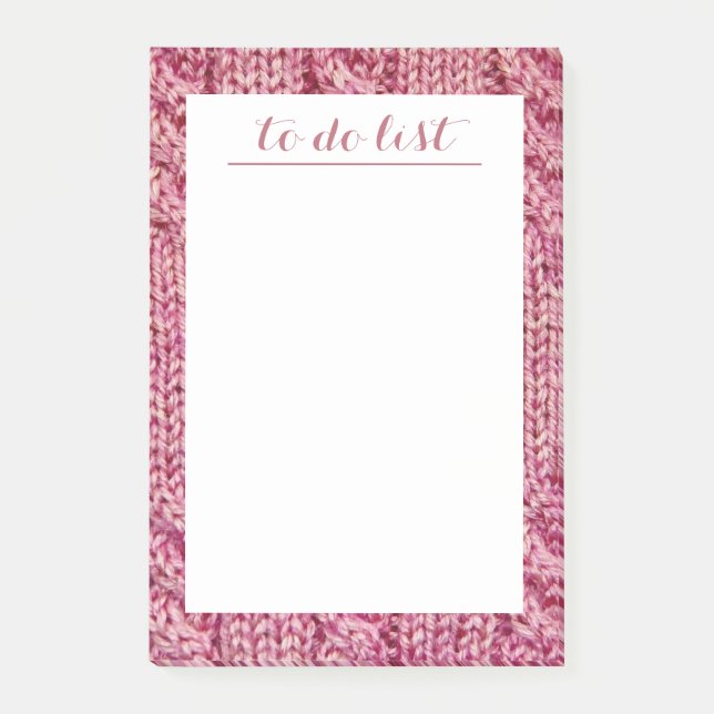 Notas Post-it® Hilado de punto rosado (Anverso)