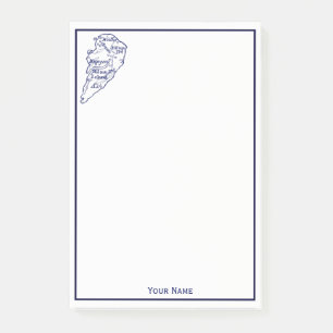 Notas Post-it® Hilton Head Island SC Vintage Map Navy Blue