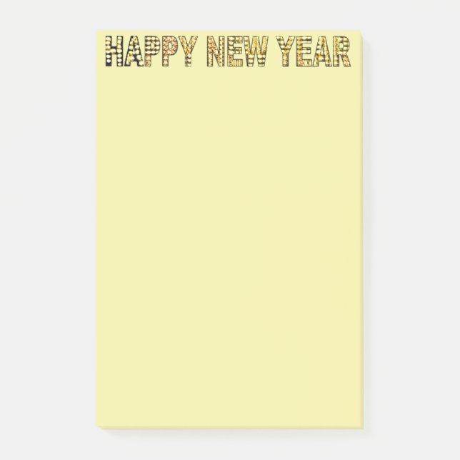 Notas Post-it® HNY-Yellow-Gld (Anverso)