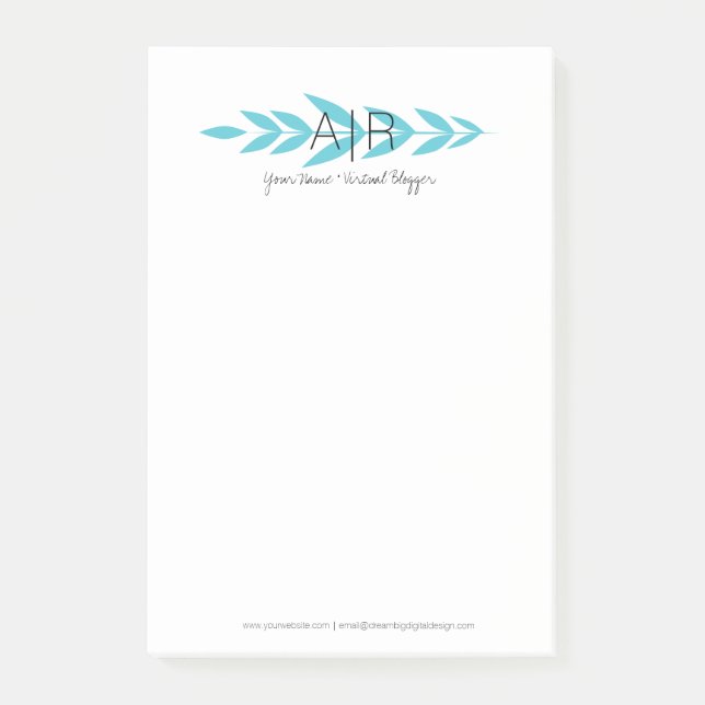 Notas Post-it® Hoja floral minimalista inicial (Anverso)