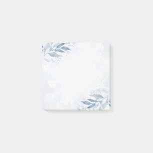 Notas Post-it® Hojas de acuarela azul flores botánicas boda