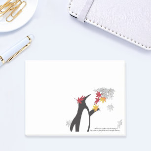 Notas Post-it® Hojas de arce otoñales y pingüino gracioso