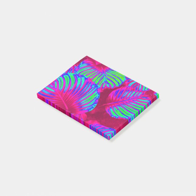 Notas Post-it® Hojas de magenta exuberantes tropicales (En perspectiva)