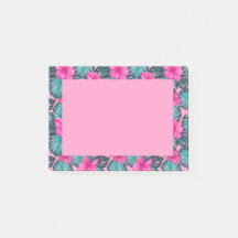 Hojas de Monstera e Hibiscus, Verde azuladas y ros