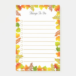 Notas Post-it® Hojas de otoño en cosas blancas para hacer con lín