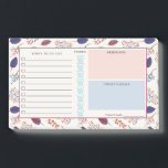 Notas Post-it® Hojas de otoño - Organizador diario - Nombre perso<br><div class="desc">Nota práctica y bonito posterior con una lista de tareas pendientes y espacio para escribir notas y su planificación diaria y mantener el seguimiento de su consumo diario de agua. Un patrón de hojas de otoño,  bayas y ramas en naranja,  azul y borgoña.</div>
