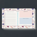 Notas Post-it® Hojas de otoño - Organizador diario - Nombre perso<br><div class="desc">Nota práctica y bonito posterior con una lista de tareas pendientes y espacio para escribir notas y su planificación diaria y mantener el seguimiento de su consumo diario de agua. Un patrón de hojas de otoño,  bayas y ramas en naranja,  azul y borgoña.</div>