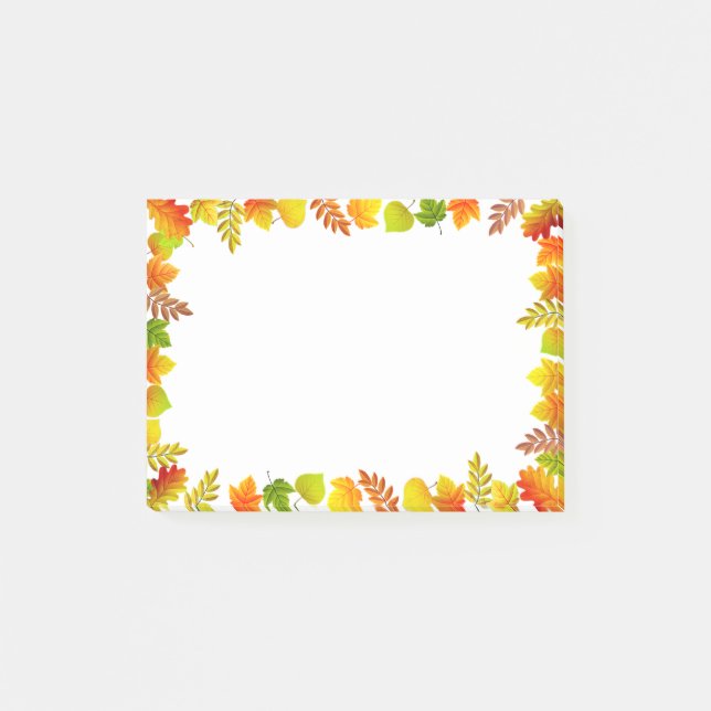 Notas Post-it® Hojas de otoño sobre blanco (Anverso)