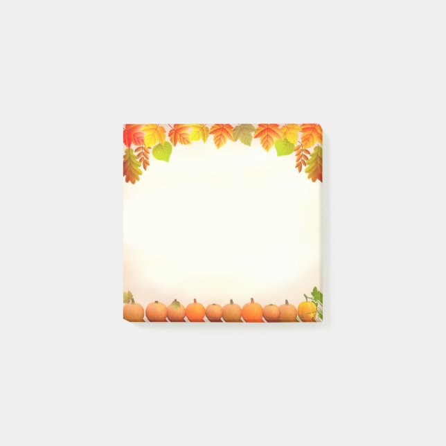 Notas Post-it® Hojas de otoño y calabazas en pergamino (Anverso)