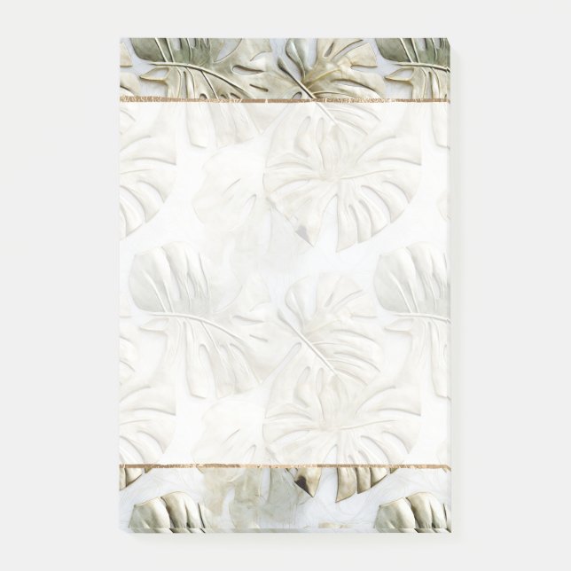 Notas Post-it® Hojas tropicales verdes de oro (Anverso)