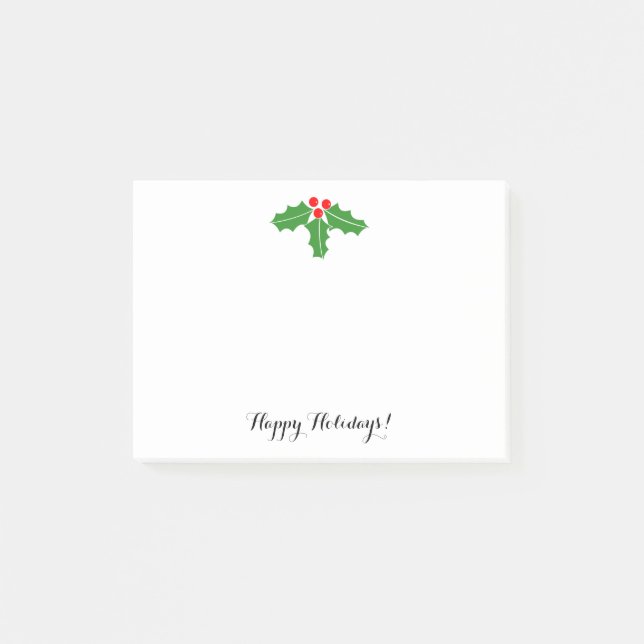 Notas Post-it® Hojas y bayas de acebo de Navidad Fiesta (Anverso)