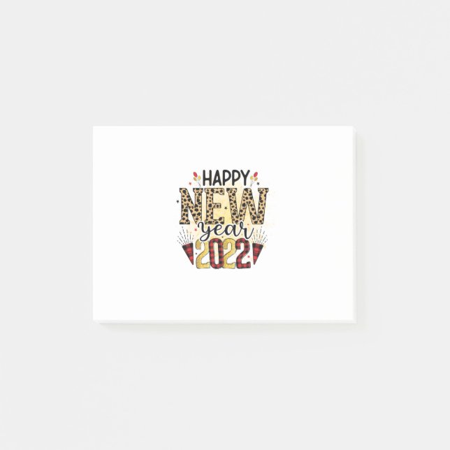 Notas Post-it® Hola 2022 Feliz Año Nuevo 2022 Leopard (Anverso)