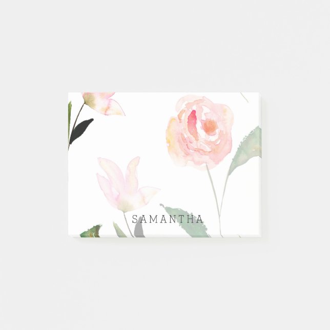 Notas Post-it® Hola hermosa acuarela Floral (Anverso)
