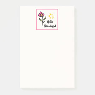 Notas Post-it® Hola Hermosa Bonito Flores y Sol